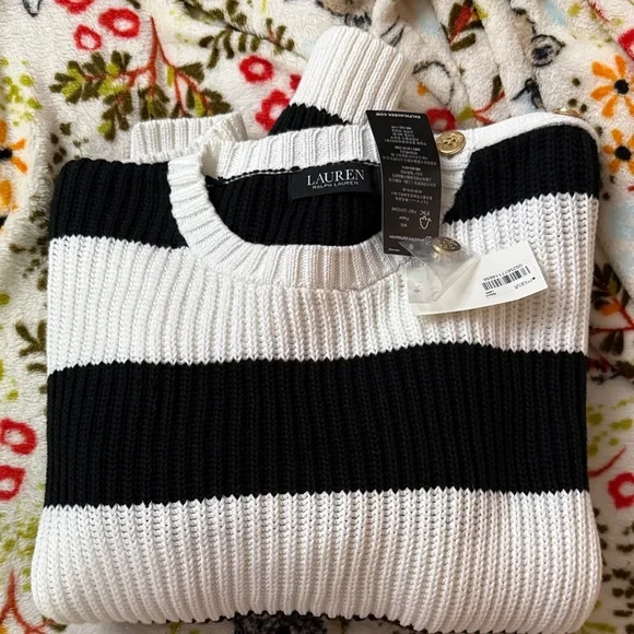 Ralph Lauren Bold Black and White Striped Sweater - Picture 4 of 4